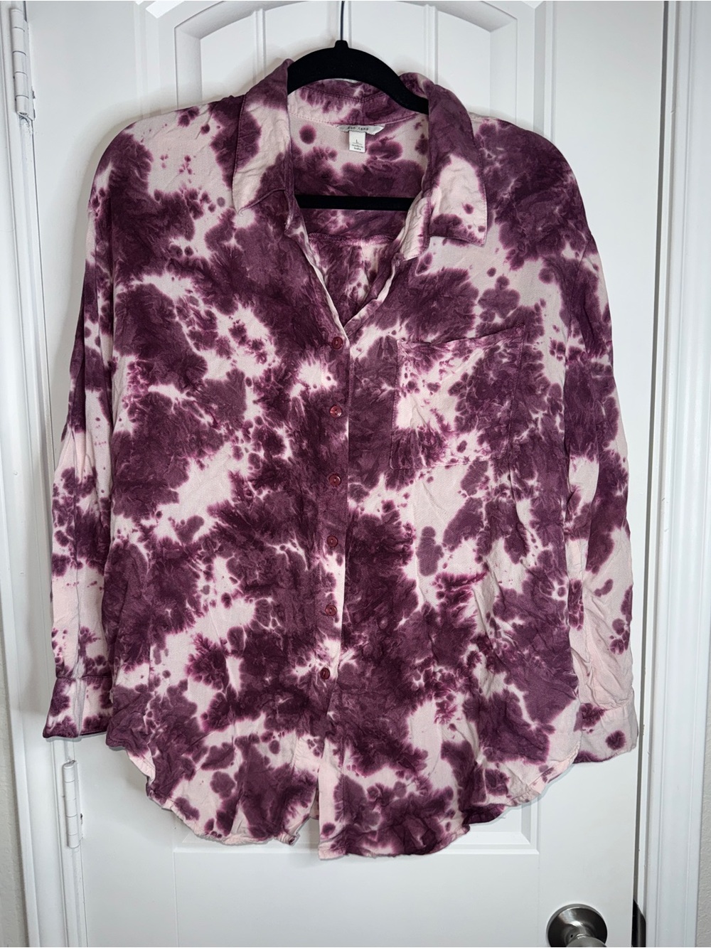 Women’s Tie-Dye Button-Up Shirt -Purple boho western cowgirl hippie style